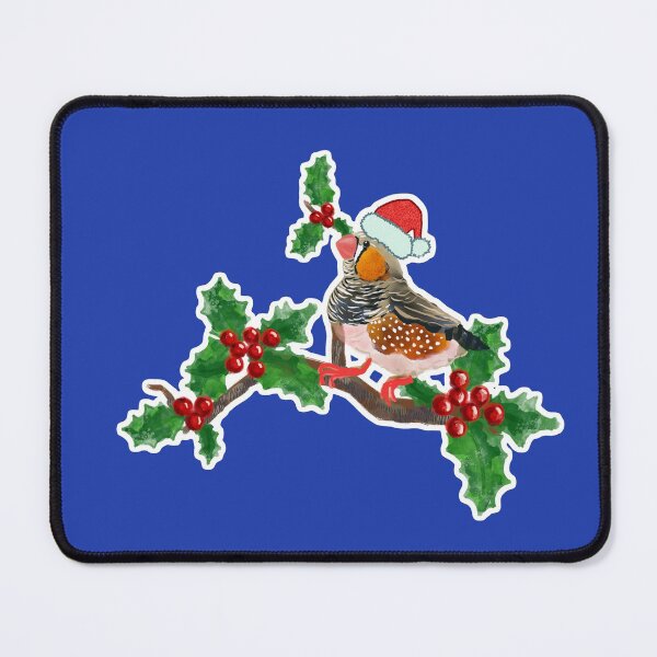 Item preview, Christmas zebra Finch bird on blue 2 designed and sold by orangerinka.