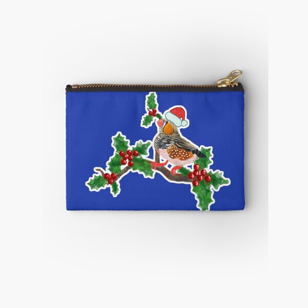 Item preview, Christmas zebra Finch bird on blue 2 designed and sold by orangerinka.