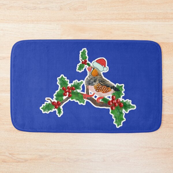 Item preview, Christmas zebra Finch bird on blue 2 designed and sold by orangerinka.