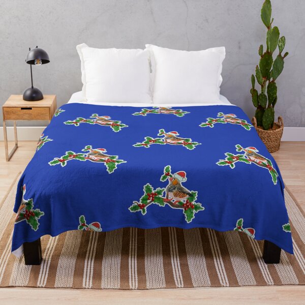 Item preview, Christmas zebra Finch bird on blue 2 designed and sold by orangerinka.