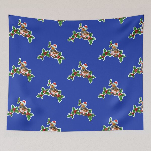 Item preview, Christmas zebra Finch bird on blue 2 designed and sold by orangerinka.