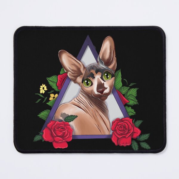Aperçu de l'œuvre Dessin de chat Sphynx avec des roses rouges créée et vendue par AnnastasiiaD.