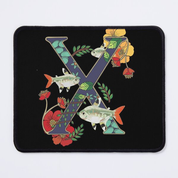 Item preview, X is for x-ray tetra, art nouveau style animal alphabet letter, plain background designed and sold by Naty Design Prague.