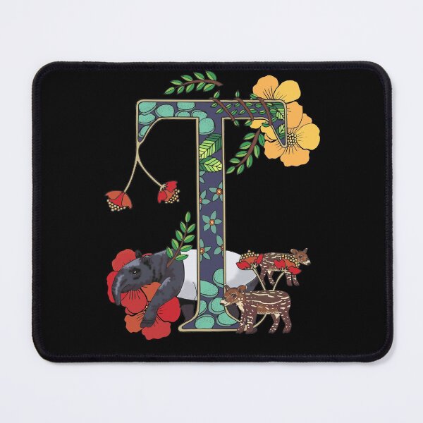 Item preview, T is for Tapir, art nouveau style animal alphabet letter, plain background designed and sold by Naty Design Prague.