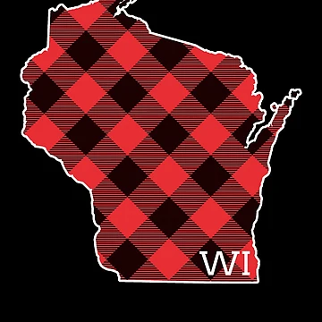 Aperçu de l'œuvre WI Wisconsin State Map Buffalo Plaid Christmas WI Wisconsin Gear de DynamicDesign
