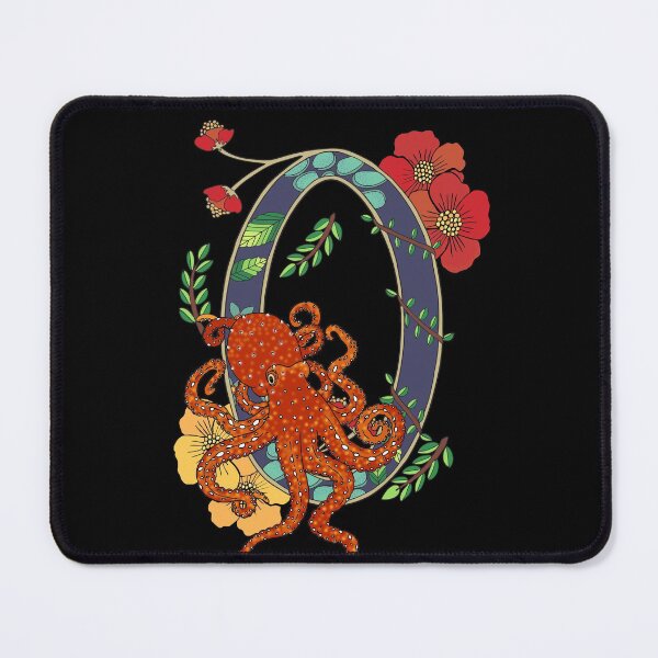 Item preview, O is for Octopus, art nouveau style animal alphabet letter, plain background designed and sold by Naty Design Prague.