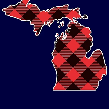 Aperçu de l'œuvre State Of Michigan Map Buffalo Plaid Christmas MI Michigan Gear de DynamicDesign