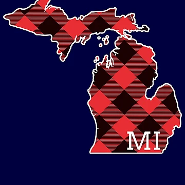 Vorschaubild zum Design MI State Of Michigan Map Buffalo Plaid Christmas MI Michigan Gear von DynamicDesign