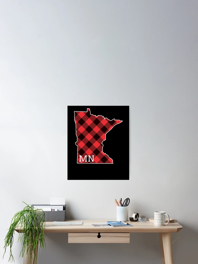 Thumbnail 2 von 3, Poster, MN Minnesota State Map Buffalo Plaid Christmas MN Minnesota Gear designt und verkauft von DynamicDesign.