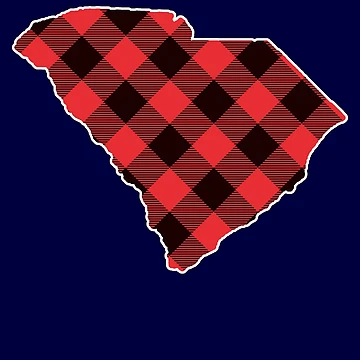 Aperçu de l'œuvre South Carolina State Map Buffalo Plaid Christmas SC Gear de DynamicDesign