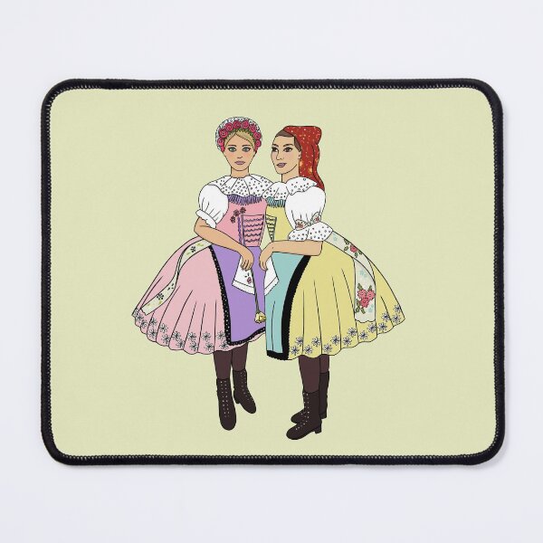 Item preview, Girls of Velke Pavlovice / Holky z Velke Pavlovic on yellow, Czech folklore, Moravian folklore, designed and sold by Naty Design Prague.