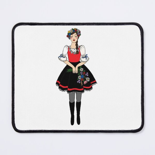 Item preview, Klara from Moravia, folklore girl in folk costume blue background designed and sold by Naty Design Prague.