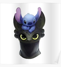 Stitch on Toothless Poster