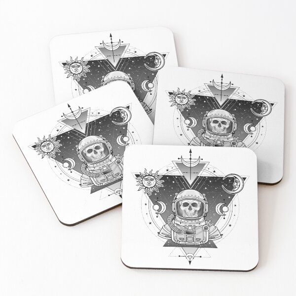 Item preview, Animation portrait of the astronaut skeleton  in a space suit. Background - the star sky, symbols of the moon and sun. Sacred geometry. designed and sold by YanaZvereva.