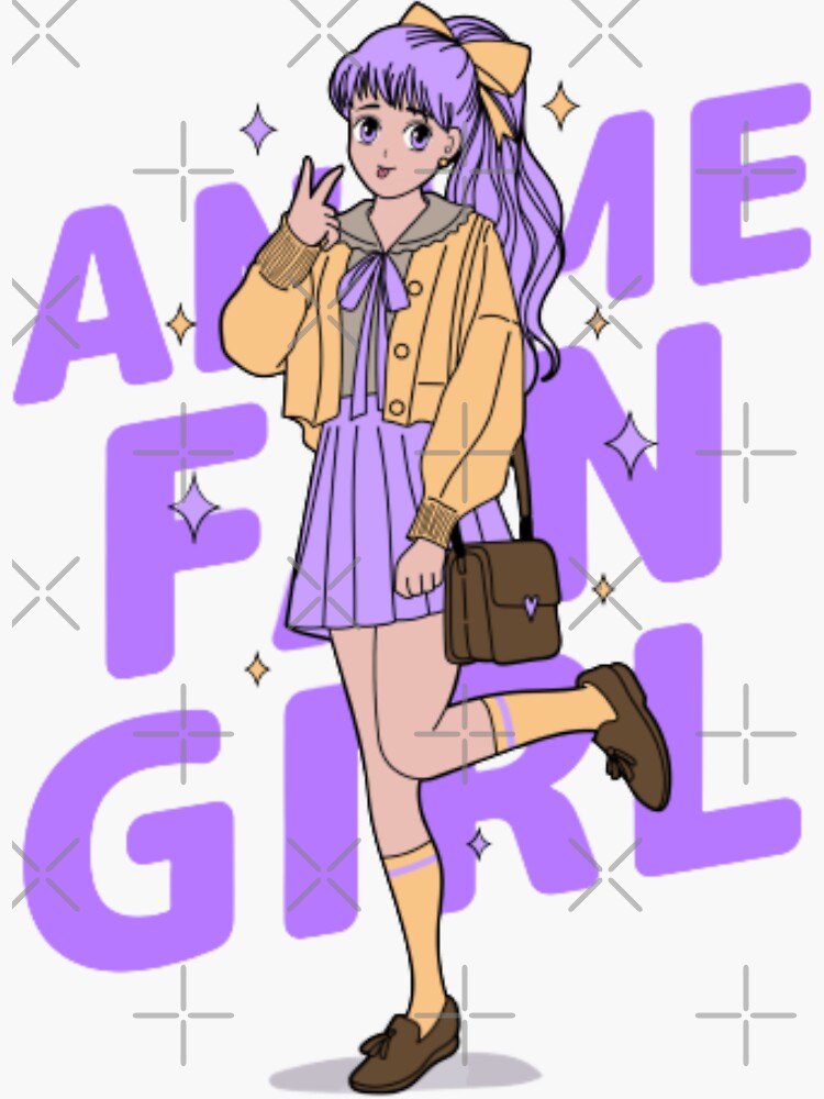  Anime Fan Girl Cute Version Purple Sticker For Sale By WeebJewel 