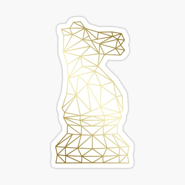 Geometric golden chess knight Sticker