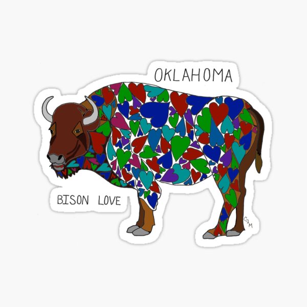 Oklahoma - Buffalo American Bison - Love - state symbols Sticker