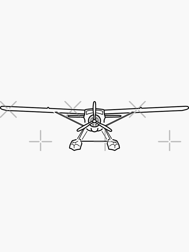 "Float plane classic aircraft black outline graphic" Sticker for Sale