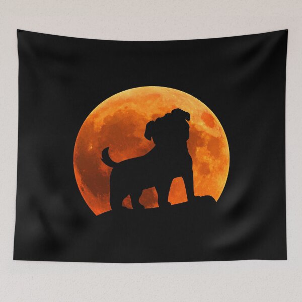Item preview, pug Dog Silhouette in moon gift designed and sold by alaechamlal.