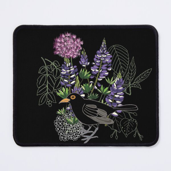 Item preview, Blackbird in purple paradise, black and purple designed and sold by Naty Design Prague.