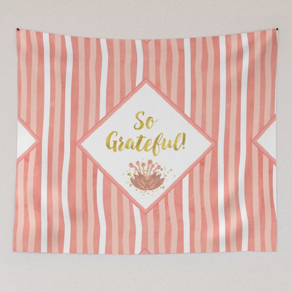 Item preview, So Grateful gold, coral sentiment text art designed and sold by Glimmersmith.