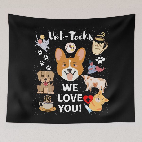 Item preview, We love you - Vet techs design - black background designed and sold by mark-taylor.