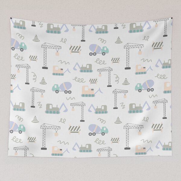 Item preview, Blue theme construction repeat pattern designed and sold by tamongg14.