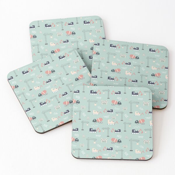Item preview, Green background construction repeat pattern designed and sold by tamongg14.