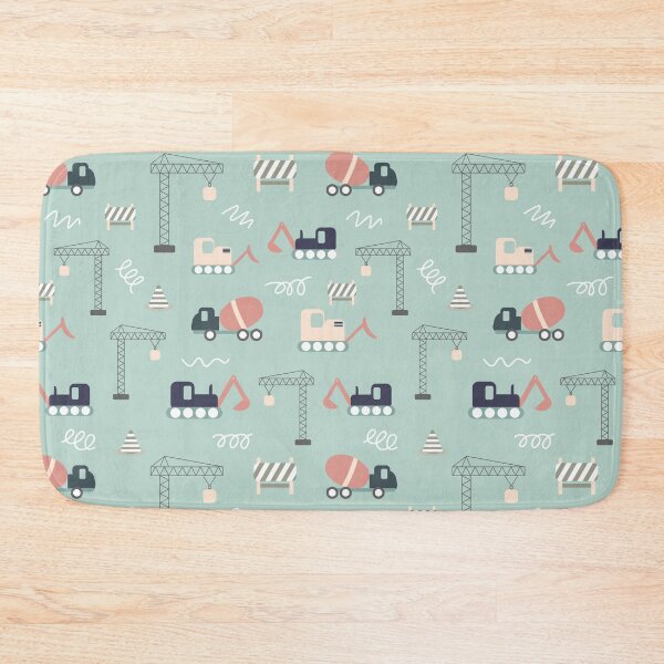 Item preview, Green background construction repeat pattern designed and sold by tamongg14.