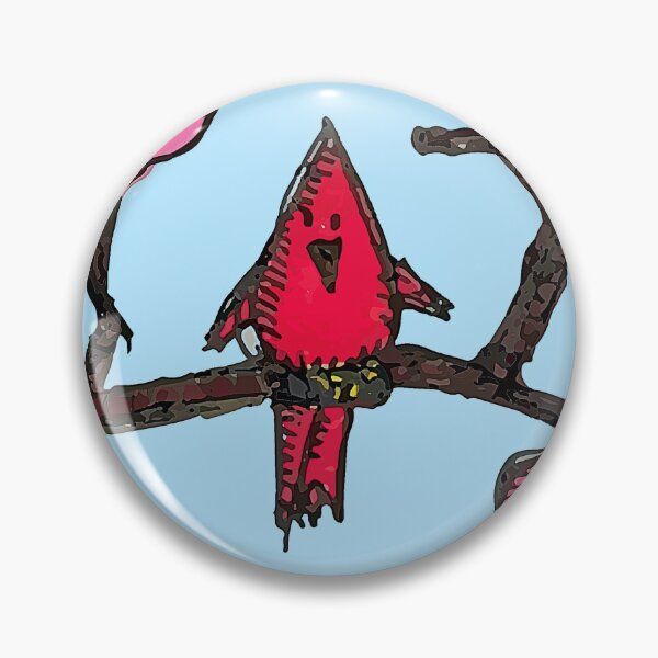 Item preview, RED BIRD IN CHERRY BLOSSOMS - BLUE SKY designed and sold by SethBondPerry.