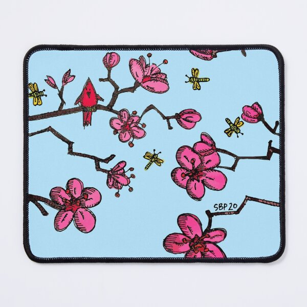 Item preview, RED BIRD IN CHERRY BLOSSOMS - BLUE SKY designed and sold by SethBondPerry.