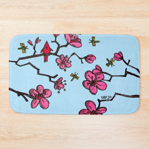 Item preview, RED BIRD IN CHERRY BLOSSOMS - BLUE SKY designed and sold by SethBondPerry.