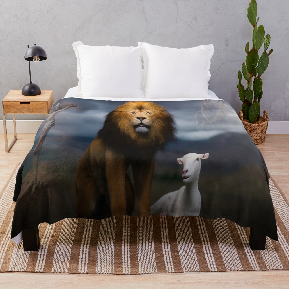 Lion and Lamb -Jesus Throw Blanket