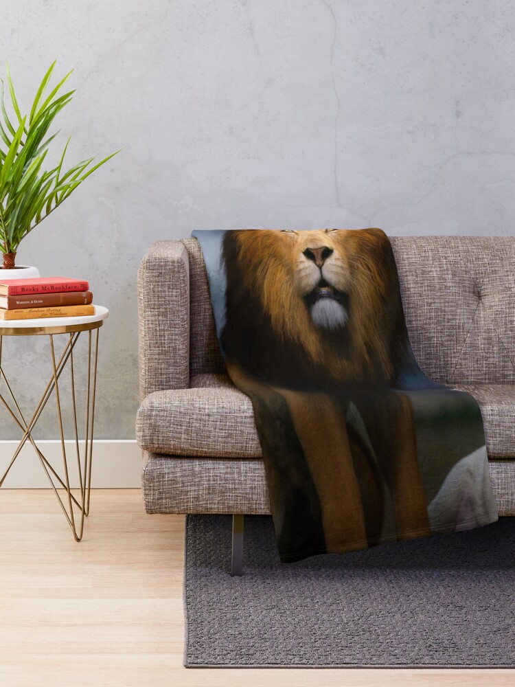 Alternate view of Lion and Lamb -Jesus Throw Blanket
