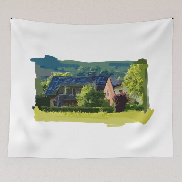 Item preview, Pittoresque Village Cottage - Digital Drawing designed and sold by AlexEex.