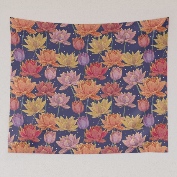 Item preview, Funky Lotus Pattern with Gold Leaf designed and sold by nouveaudecor.