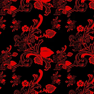 Artwork thumbnail, Red Floral Pattern by LRGraphics