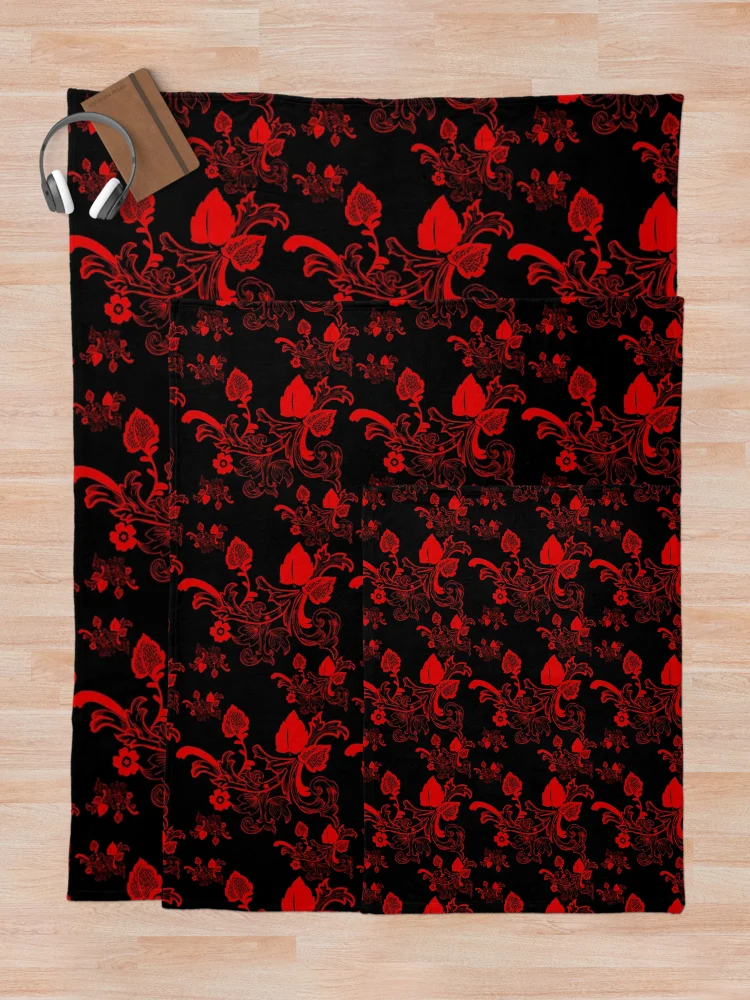 Thumbnail 5 of 6, Throw Blanket, Red Floral Pattern designed and sold by LRGraphics.