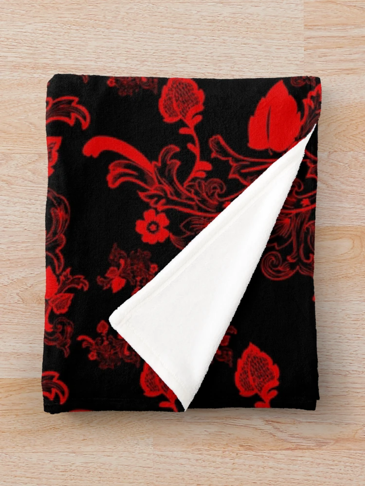 Thumbnail 3 of 6, Throw Blanket, Red Floral Pattern designed and sold by LRGraphics.