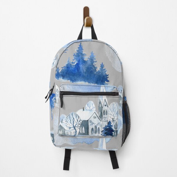 Item preview, Blue Winter - Snowy Village Church Pattern designed and sold by Naturalist Prints.