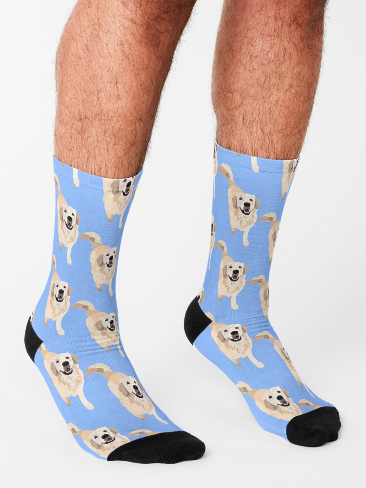 Thumbnail 3 of 5, Socks, Golden Retriever Doggo - LIGHT BLUE designed and sold by gumidomino.