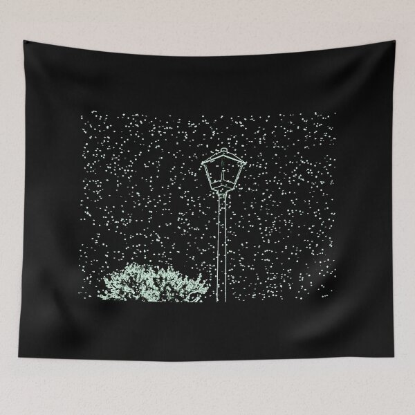 Item preview, Black and Green Lamp Post in Winter with Snowfall designed and sold by JariHawk.