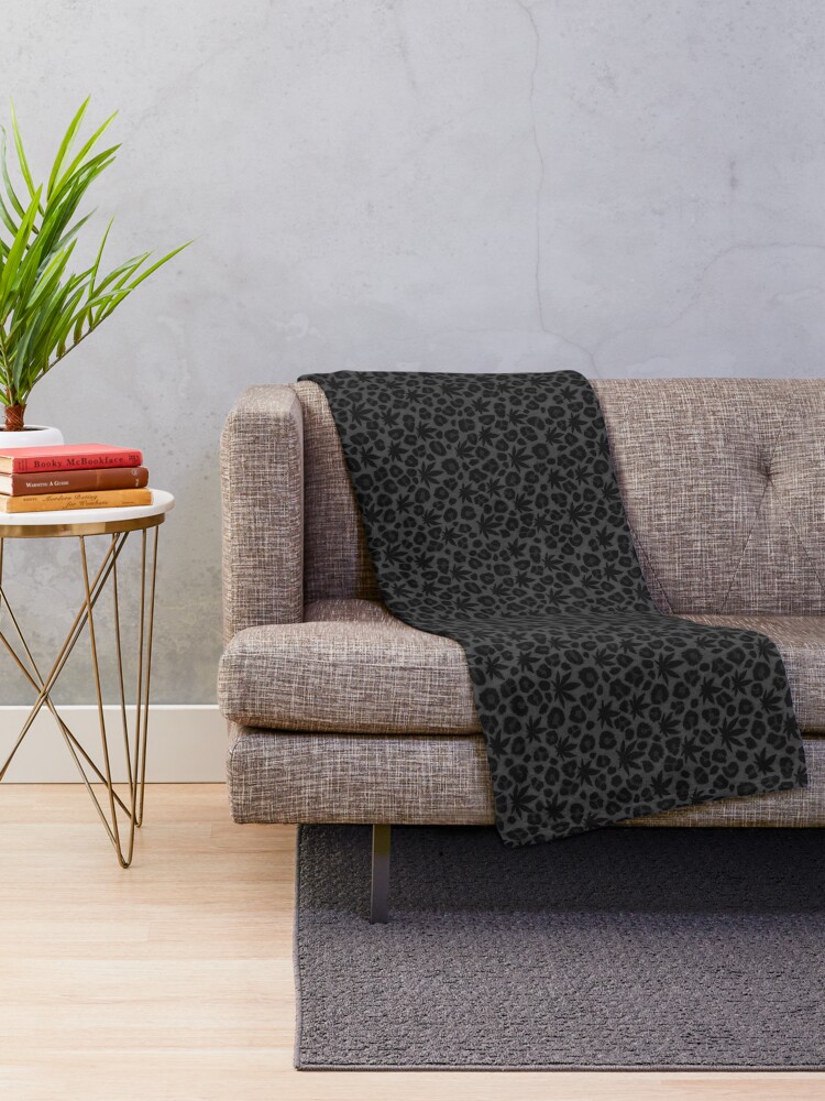 Thumbnail 2 of 6, Throw Blanket, Black Leopard designed and sold by Skyvora.