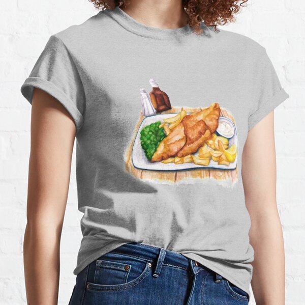 Fish & Chips - Watercolour food illustration Classic T-Shirt
