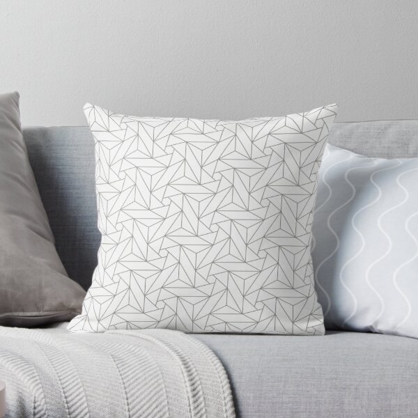 Gray and White Geometric Mosaic Shape Pattern Pairs Dulux 2022 Popular Colour Birch Root - Color Trends Throw Pillow