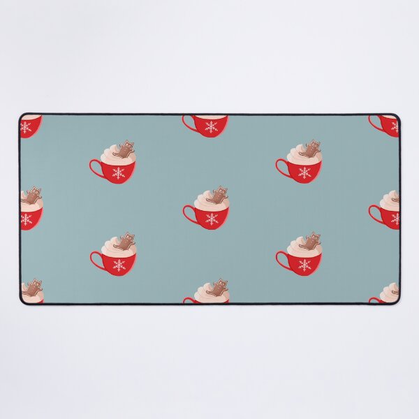 Hot Chocolate and Gingerbread Kitty Desk Mat