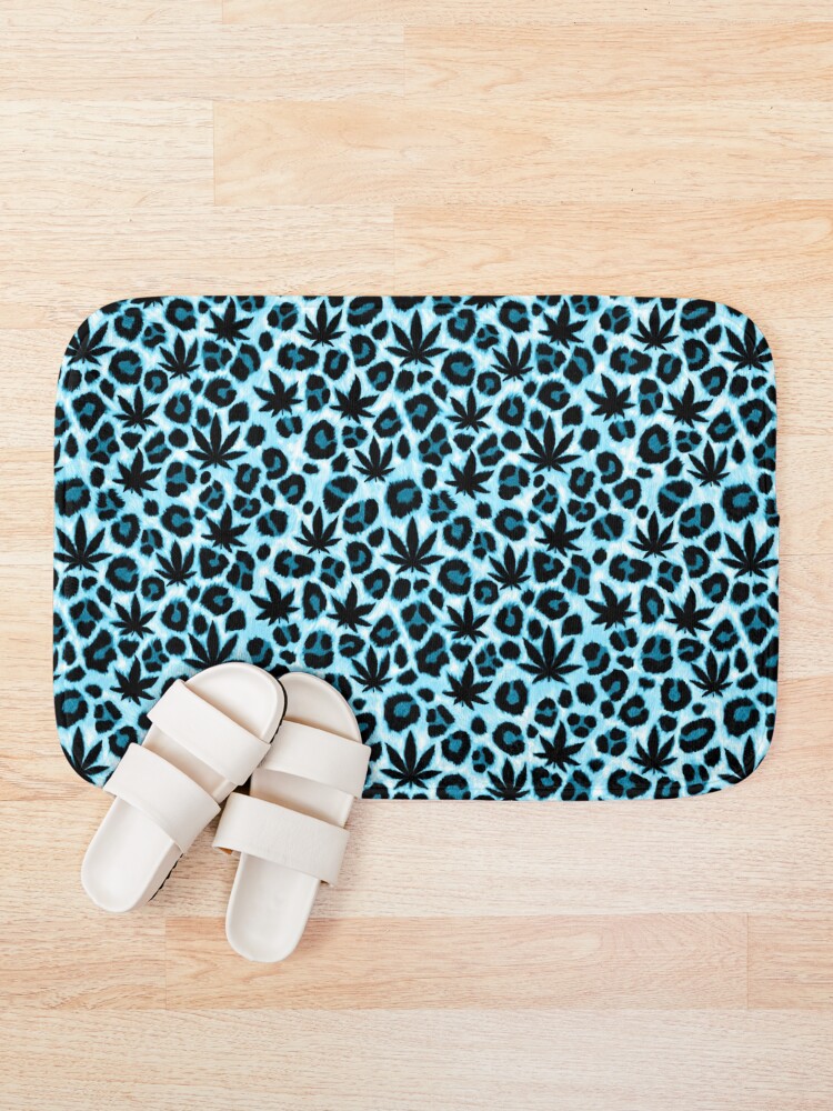Alternate view of Blue Leopard Bath Mat