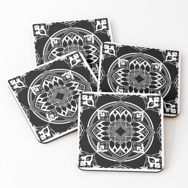 Item preview, Cathedral Mandala on black (monochromatic dotwork ornamental design) designed and sold by Anicatattoos.