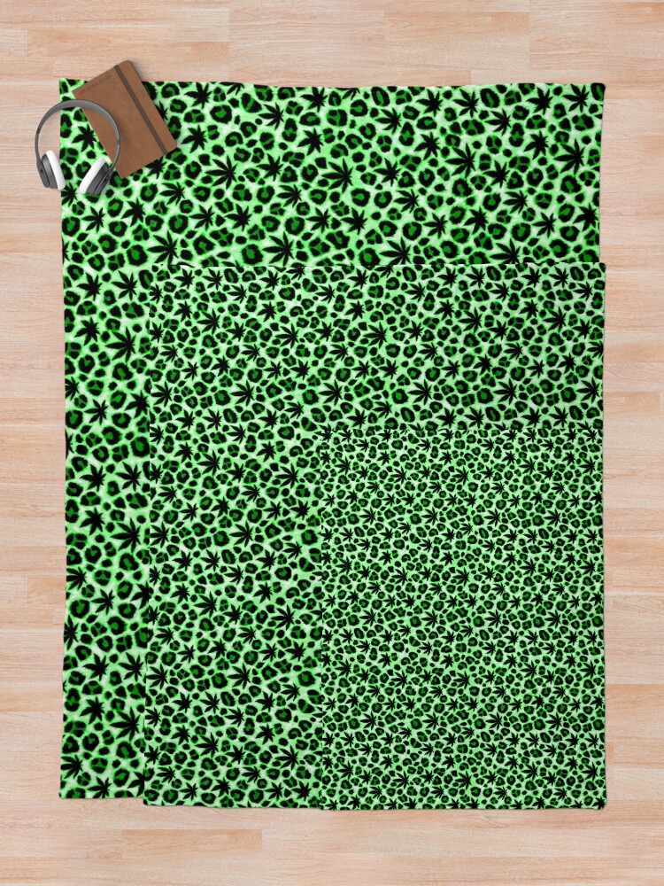 Thumbnail 5 of 6, Throw Blanket, Green Leopard designed and sold by Skyvora.