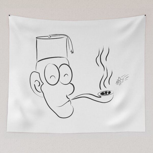 Item preview, Funny happy man  smoking a pipe getting disturbed by a fly mosquito comics designed and sold by TeeHDesigner.